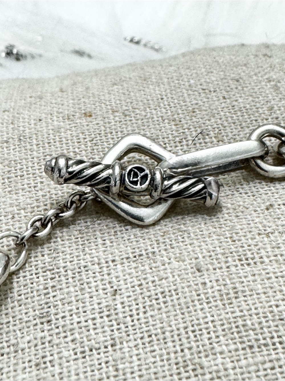 David Yurman .925 18K Clear Quartz Black Diamond Figaro Long Chain Necklace 34” - Picture 5 of 7